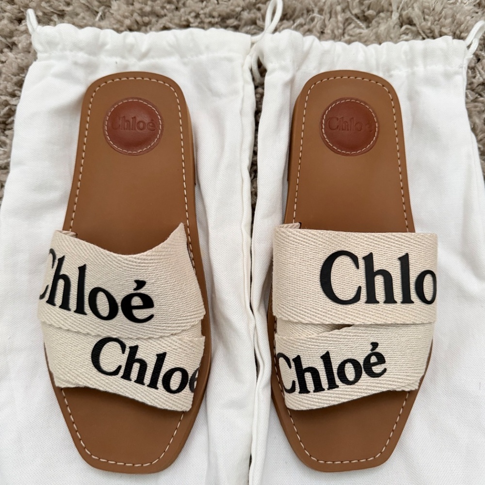 Chloé Woody Logo Slide Sandals Size 38 - Picture 7 of 8